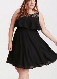Torrid Georgette Lace Illusion Skater Dress